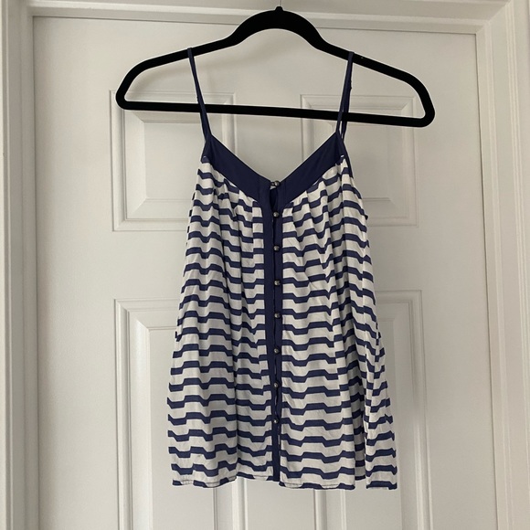 Women’s Naked Zebra stripe blue white button down tank top size small - Picture 1 of 8